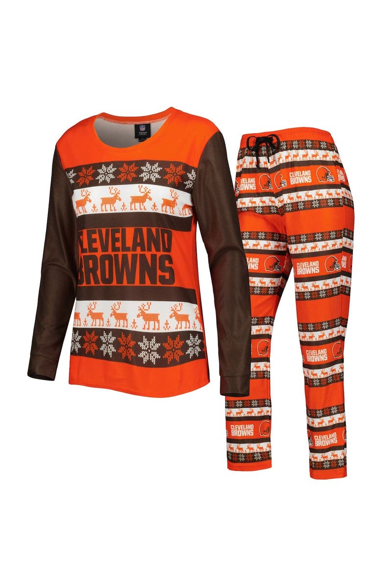 FOCO Women's FOCO Orange Cleveland Browns Holiday Ugly Pajama Set, Main, color, Orange