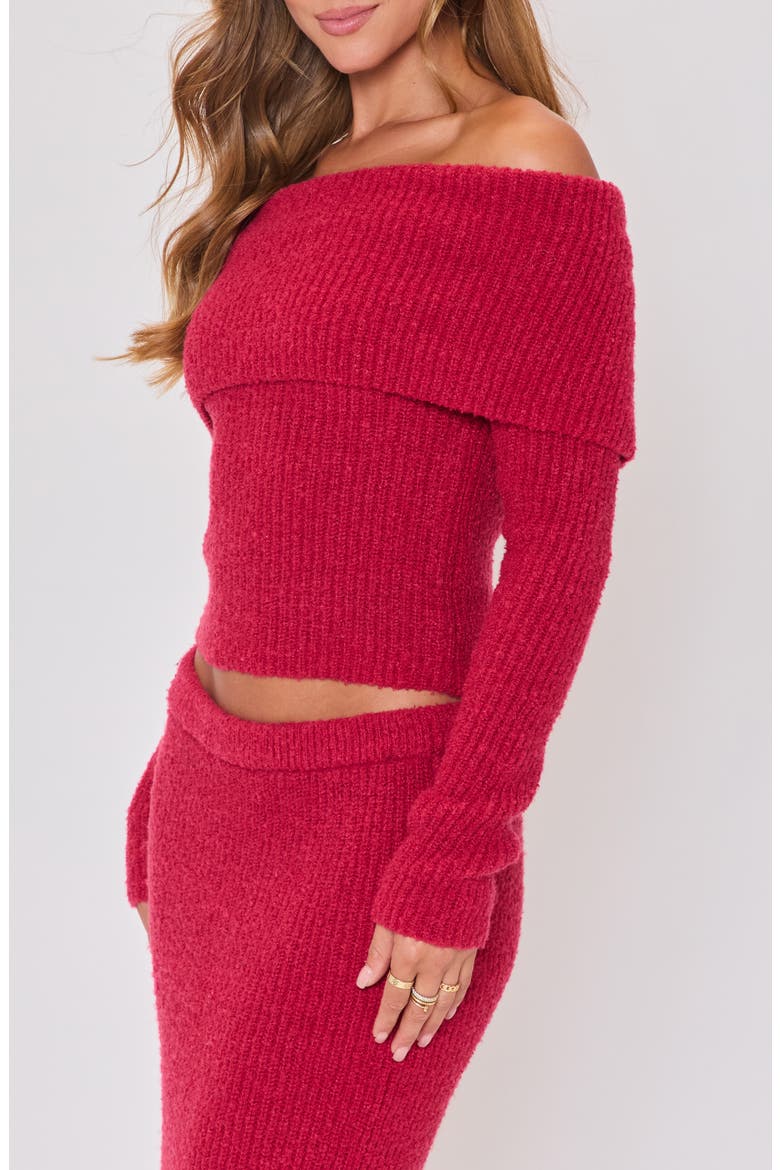 Ruby Off the Shoulder Crop Sweater, Alternate, color, WINE