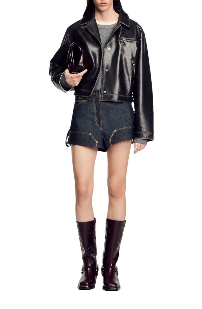 Distressed leather jacket