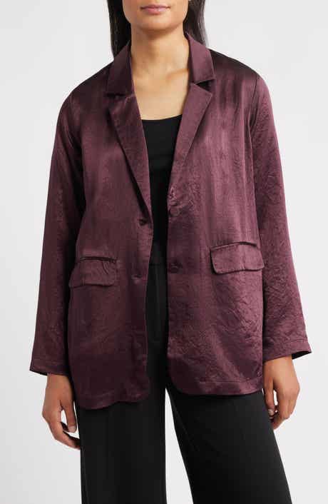 Eileen Fisher Crinkled Satin Blazer