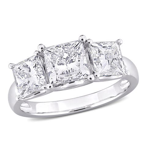 3-1/2 CTW Lab-Grown Diamond Princess 3-Stone Ring