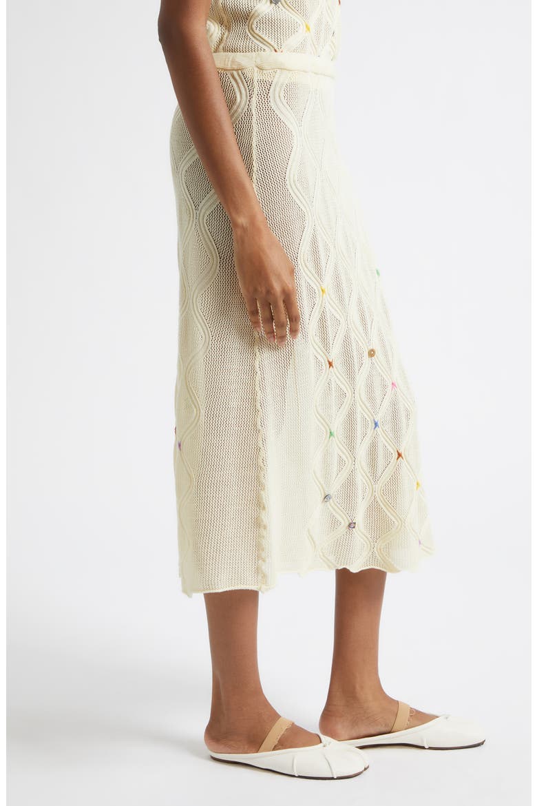 Cotton Lattice Stitch Midi Skirt, Alternate, color, IVORY