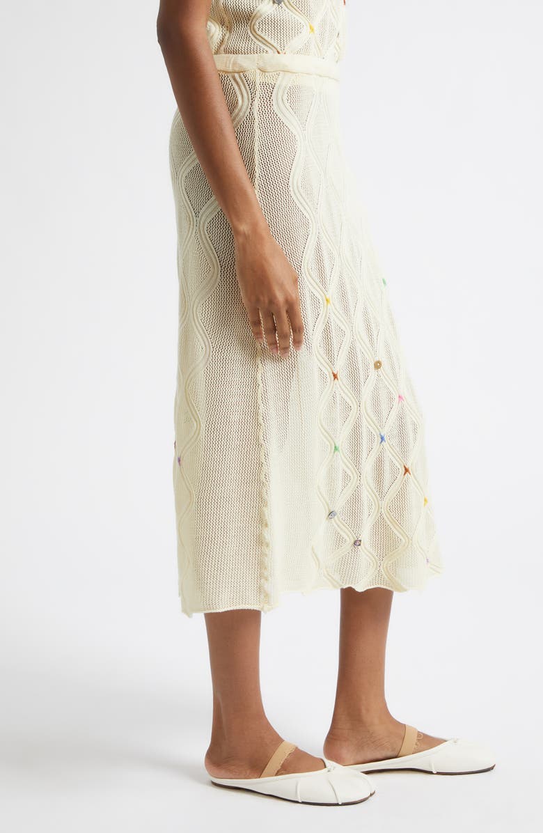 YanYan Cotton Lattice Stitch Midi Skirt, Alternate, color, Ivory