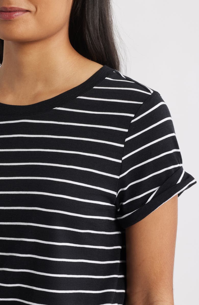 Sanctuary Abstract Print Cotton Blend T-Shirt, Alternate, color, Black/White Stripe