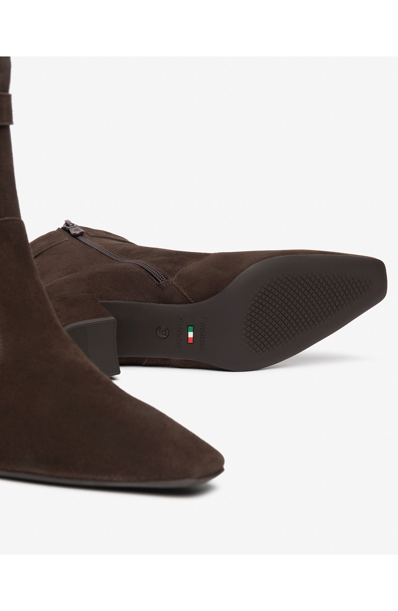 Suede Block Heel Bootie, Alternate, color, CHOCOLATE