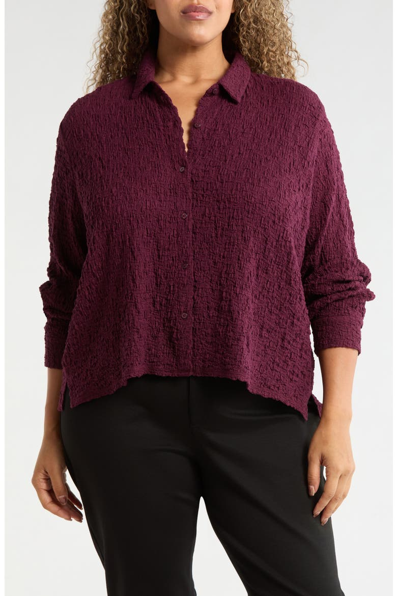 Classic Collar Stretch Organic Cotton Blend Button-Up Shirt, Main, color, WINE