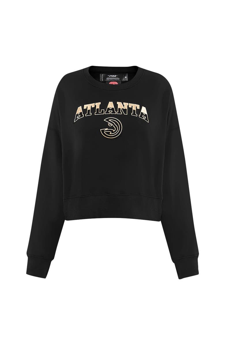 PRO STANDARD Women's Pro Standard  Black Atlanta Hawks Glam Cropped Pullover Sweatshirt, Alternate, color, 