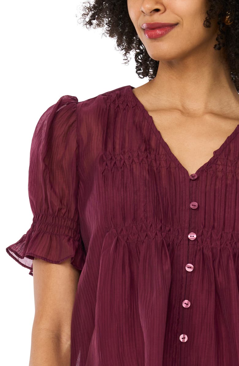 Vince Camuto Pintuck Chiffon Top, Alternate, color, Vineyard Plum