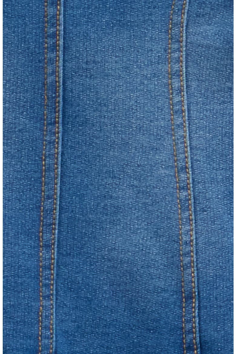 Seamed Denim Skater Dress with Bloomers, Alternate, color, MEDIUM STONE