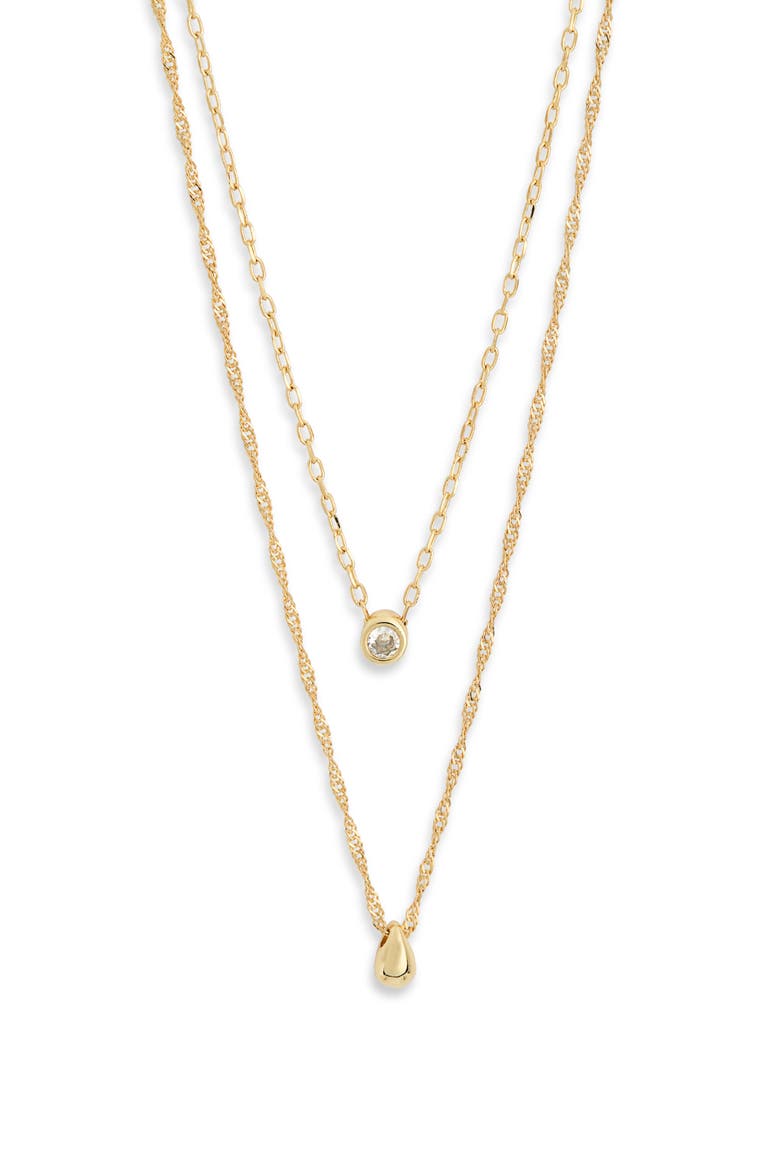 Cubic Zirconia & Bead Pendant Layered Necklace, Alternate, color, CLEAR- GOLD