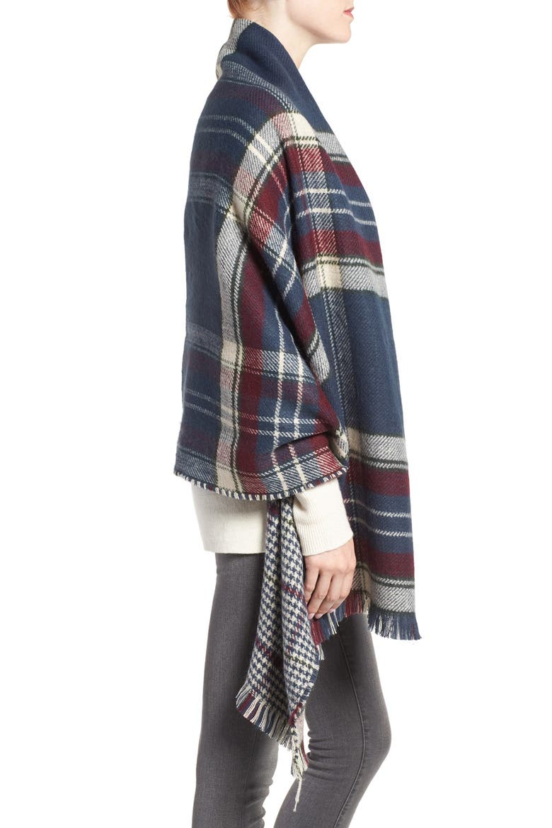 Reversible Plaid & Check Wrap, Alternate, color, RED/ NAVY PLAID