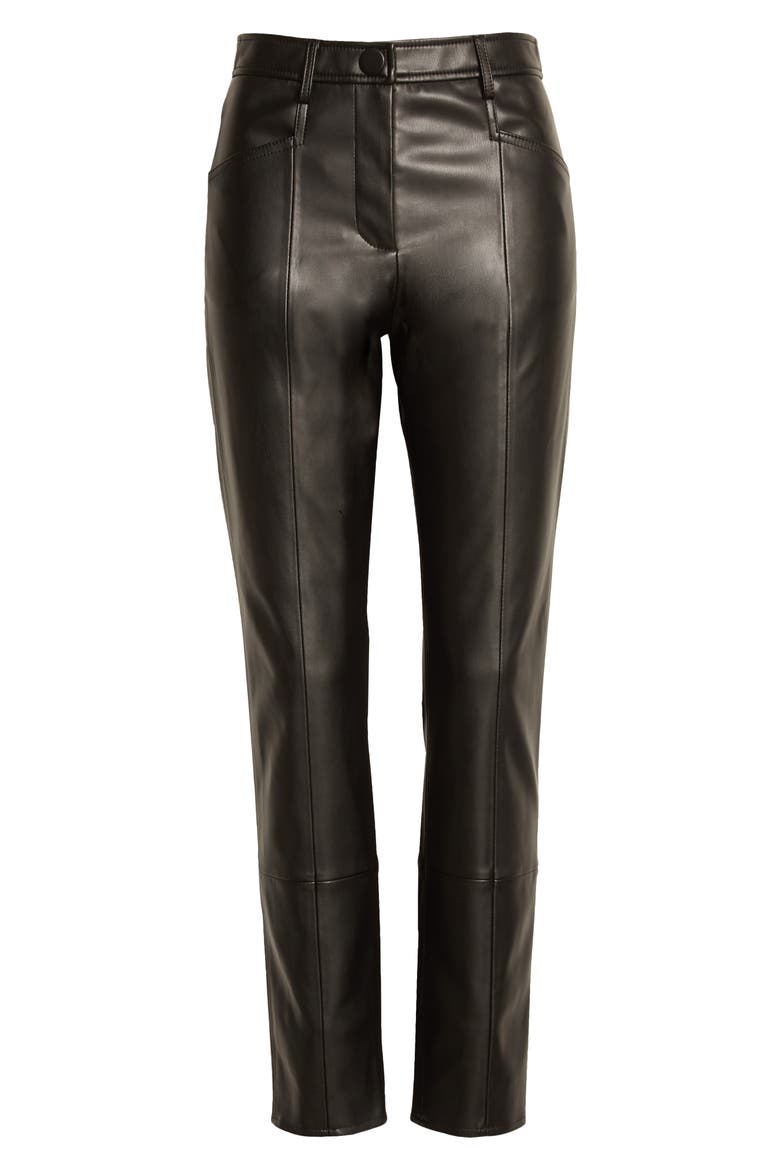 Rue High Waist Faux Leather Pants, Alternate, color, BLACK