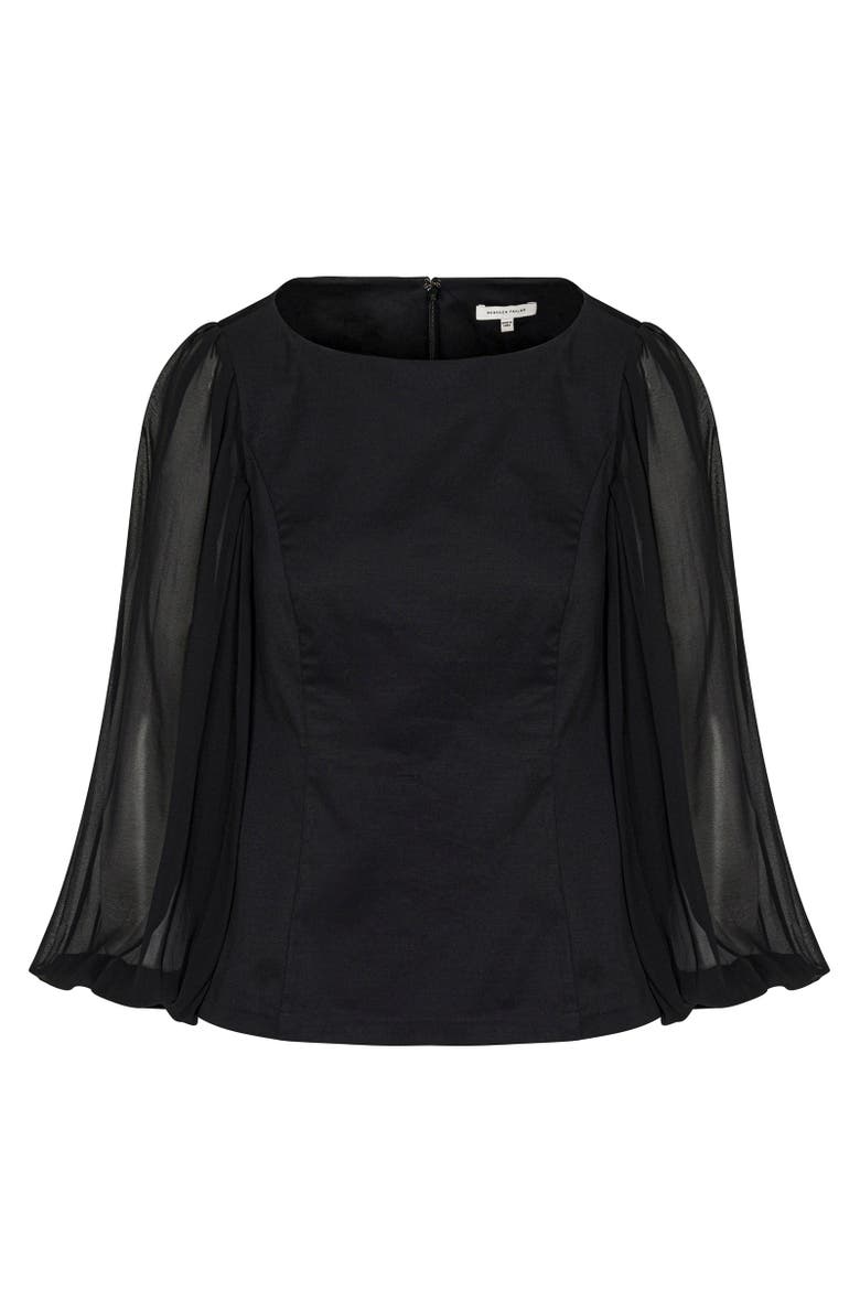 Heavy Cotton Chintz Boat Neck Top, Alternate, color, BLACK
