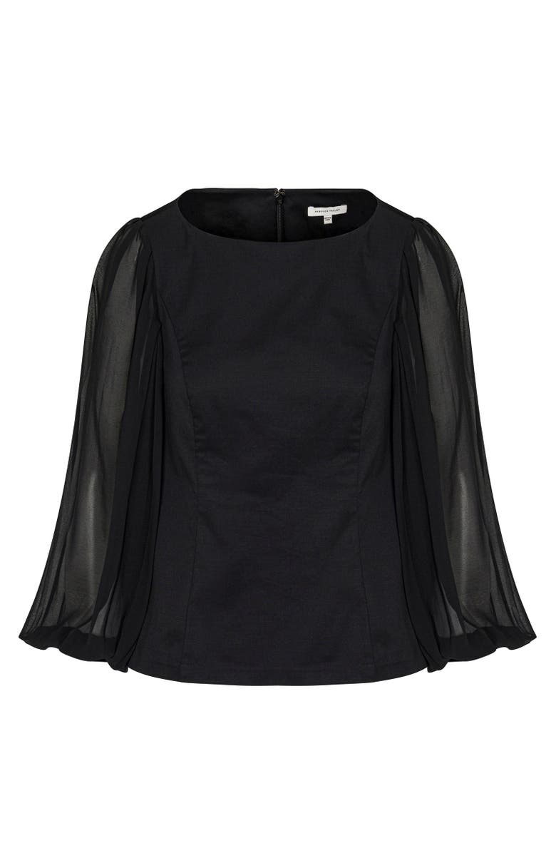 Rebecca Taylor Heavy Cotton Chintz Boat Neck Top, Alternate, color, Black