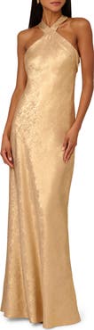 Adrianna Papell Foiled Trumpet Gown