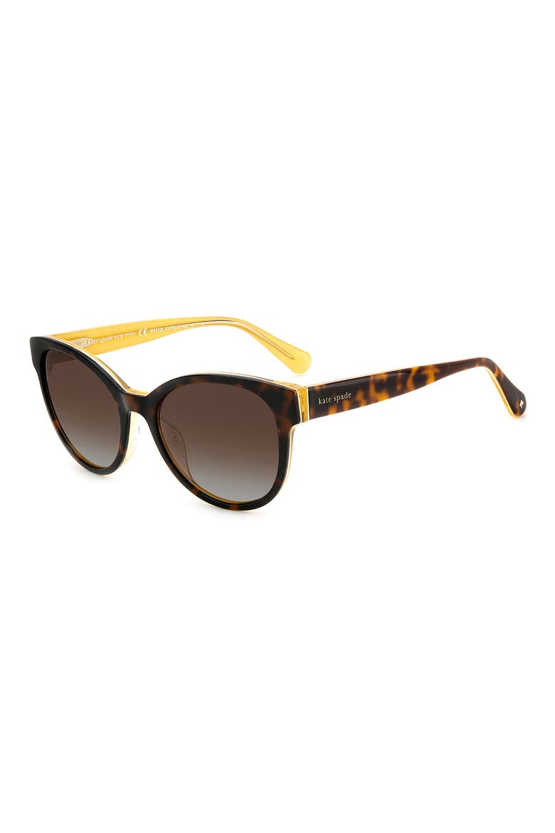 Nathalie 55mm Polarized Round Sunglasses, Alternate, color, HAVANA