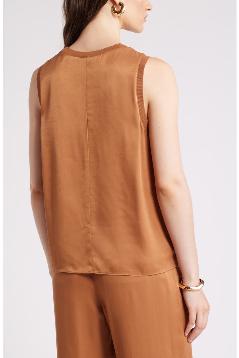 Rib Trim Tank Top, Alternate, color, TAN THRUSH