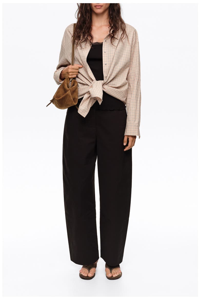 Barrel Trousers with Decorative Stitching, Alternate, color, BLACK