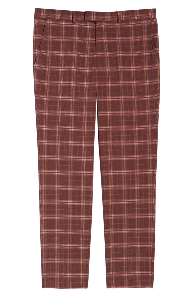 Topman Plaid Skinny Fit Crop Dress Pants, Alternate, color, 