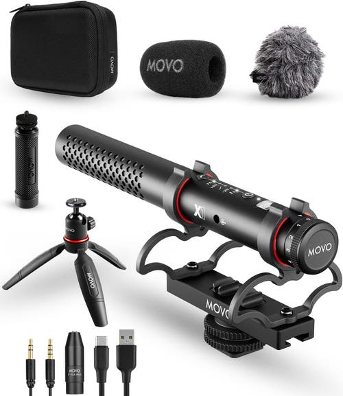 MOVO X1 Supercardioid Shotgun Microphone - 3.5mm/XLR/USB-C Camera Mic for DSLR, Smartphones, and Computers