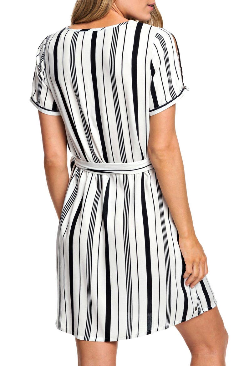 Monument View Floral Print Wrap Dress, Alternate, color, MARSHMALLOW LICORICE STRIPE