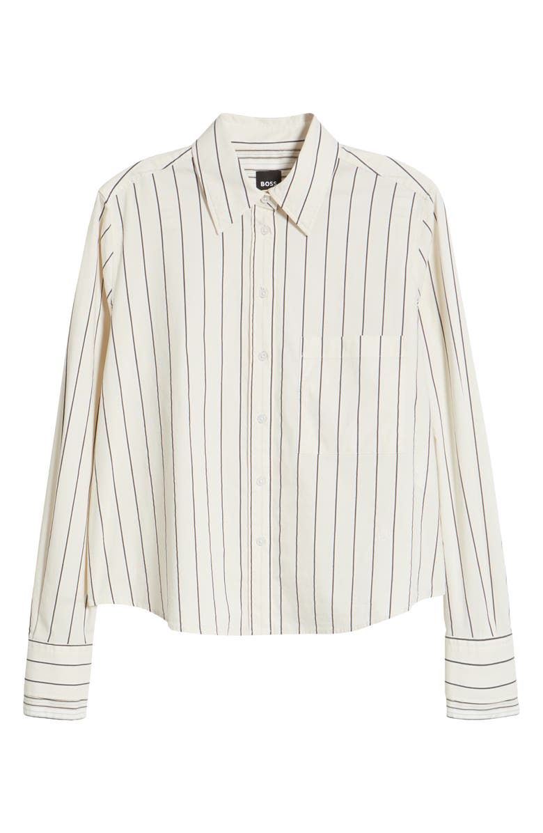 BOSS Brielle 1 Monday Stripe Crop Button-Up Shirt, Alternate, color, 