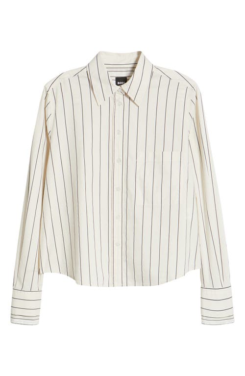 Hugo Boss Boss Brielle 1 Monday Stripe Crop Button-up Shirt In Open White