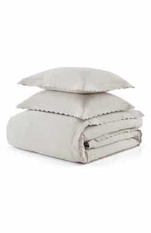 Signature Scallop Solid Pique Duvet Set