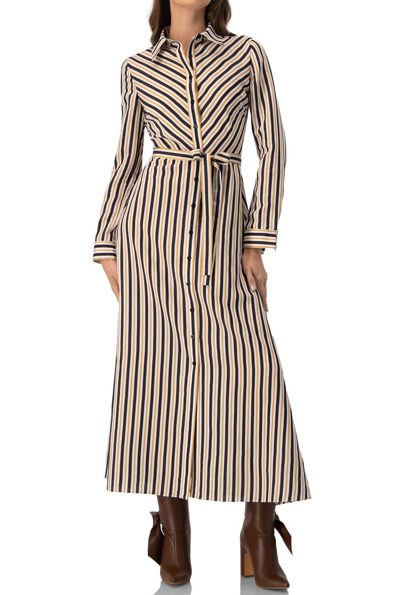 Long Striped Shirt Dress, Main, color, Striped