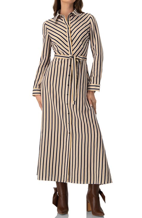 Long Striped Shirt Dress