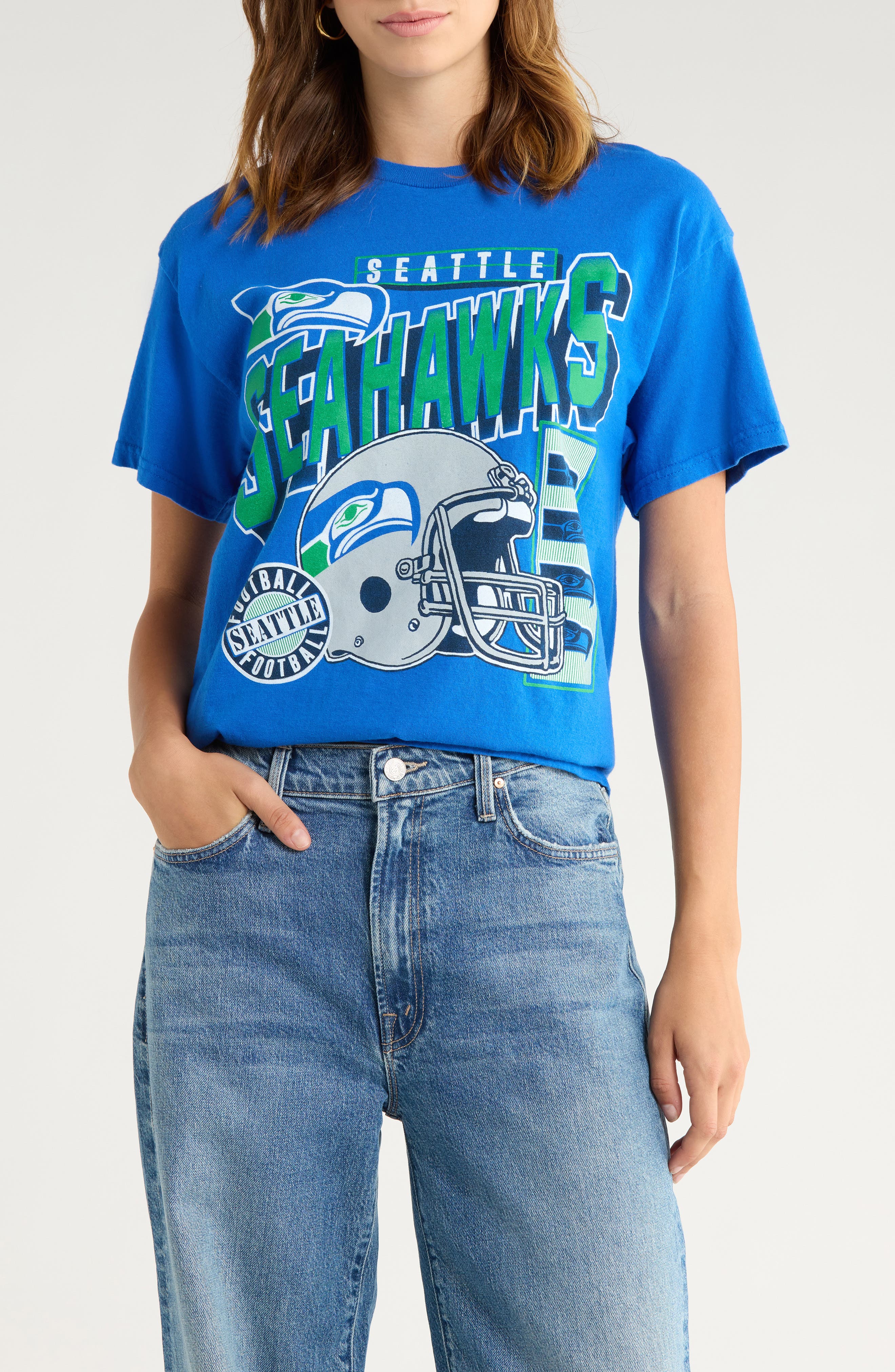 Junk Food Seahawks Checkdown Cotton Graphic T-Shirt
