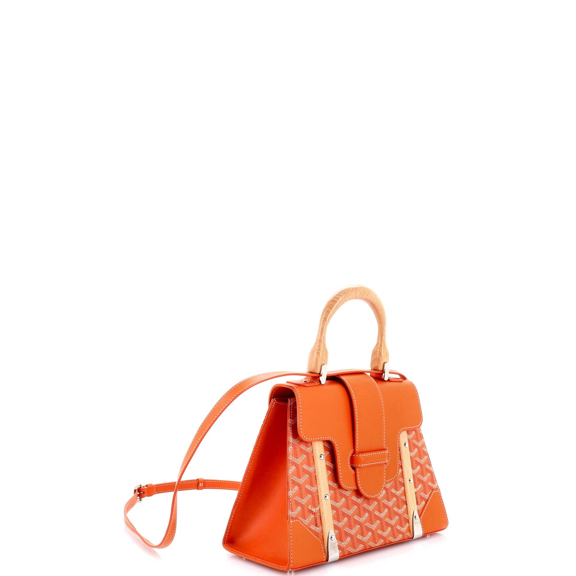 Pre-Owned Goyard Saigon Top Handle Bag Coated Canvas with Leather PM, Alternate, color, Orange