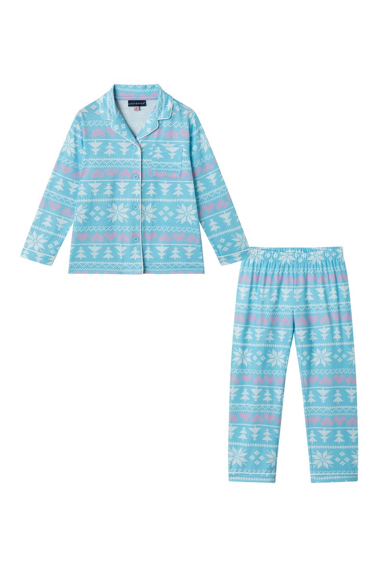 Kids' Two-Piece Pajamas, Main, color, AQUA