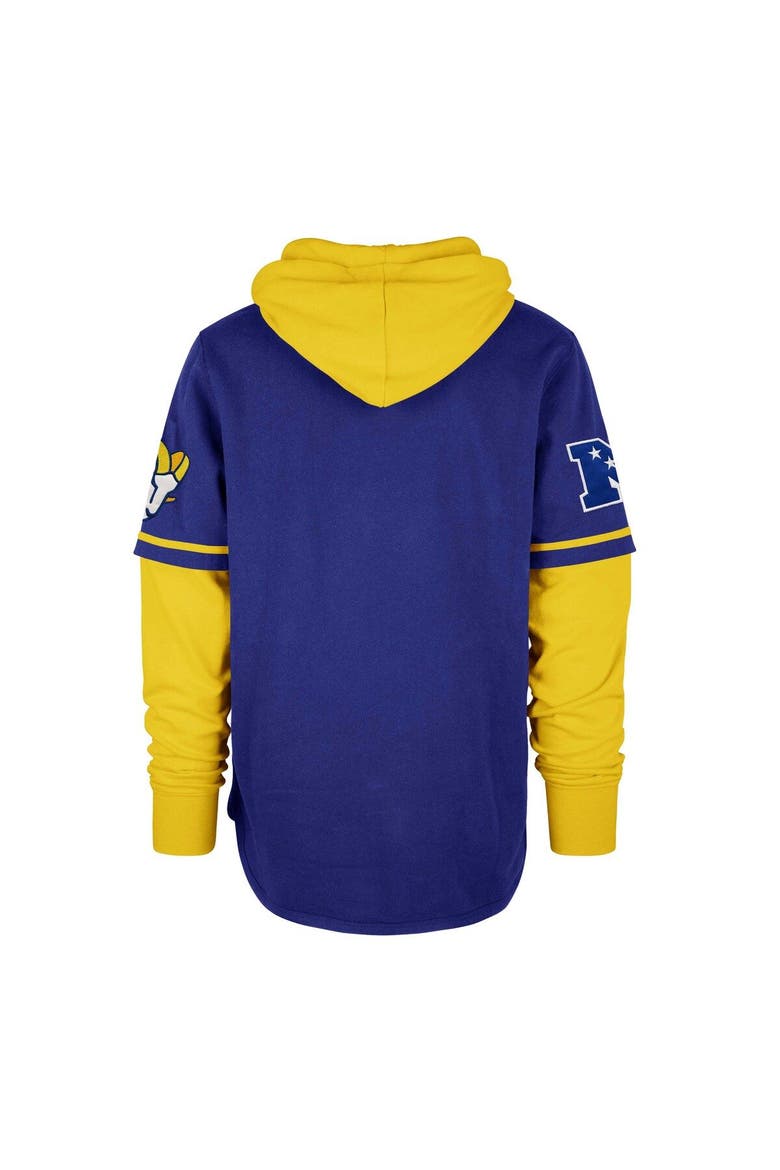 Men's '47 Royal Los Angeles Rams Shortstop Pullover Hoodie, Alternate, color, Royal
