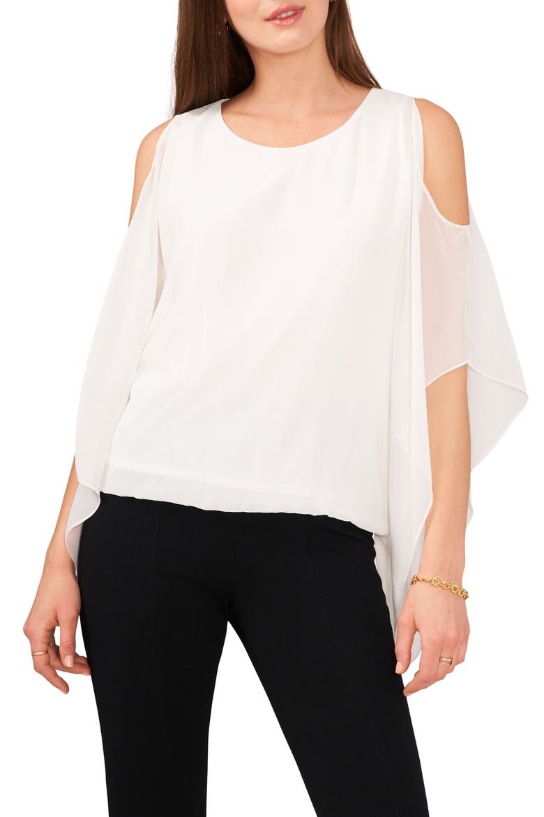 Cold Shoulder Cape Sleeve Top, Main, color, IVORY