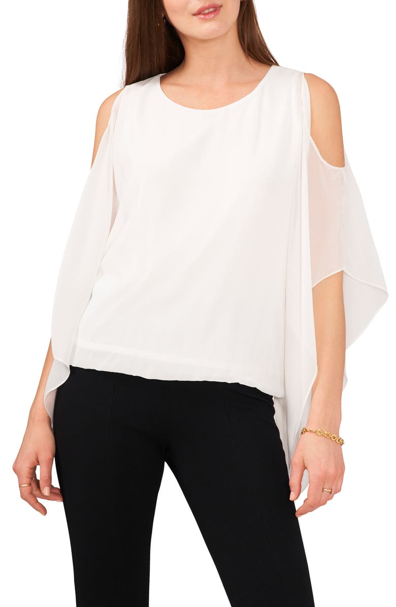 Chaus Cold Shoulder Cape Sleeve Top, Main, color, Ivory