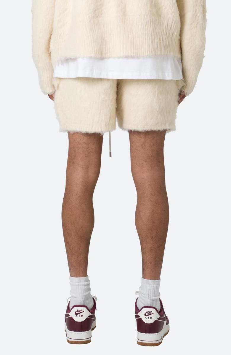 mnml Fuzzy Sweat Shorts, Alternate, color, Off White