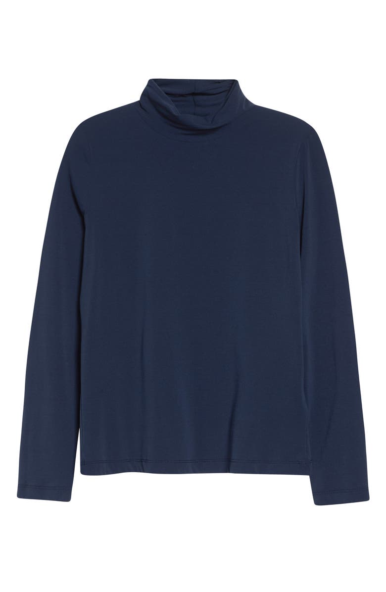 ST. JOHN The Nuda Jersey Turtleneck Top, Main, color, Midnight