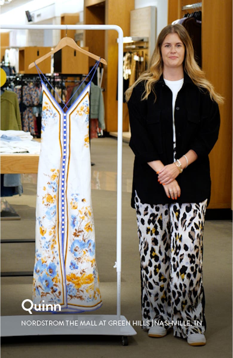 Halcyon Floral Button Front Linen Slipdress, sales video thumbnail