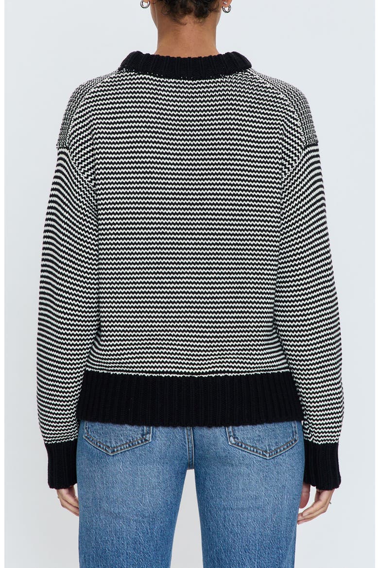Sylvie Cotton Sweater, Alternate, color, NOIR AND WHITE