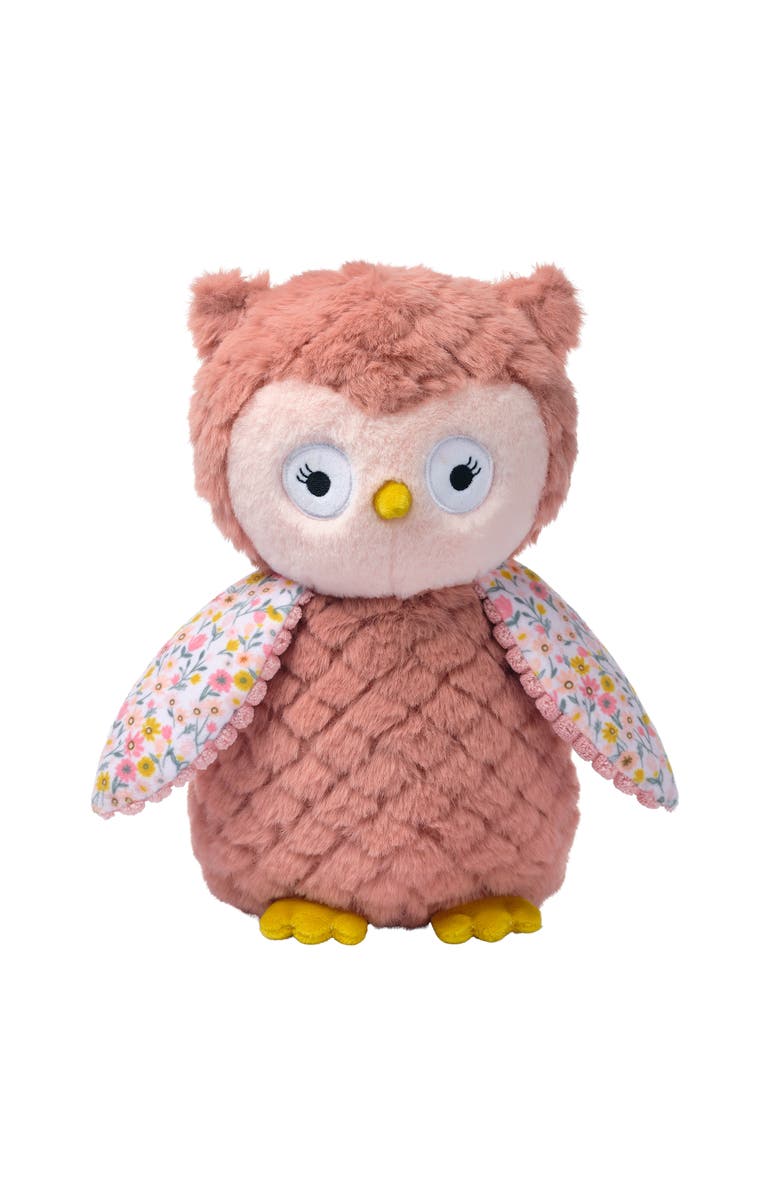 Lambs & Ivy Little Garden Textured Floral Plush Owl Stuffed Animal Toy - Twiggy, Main, color, Pink