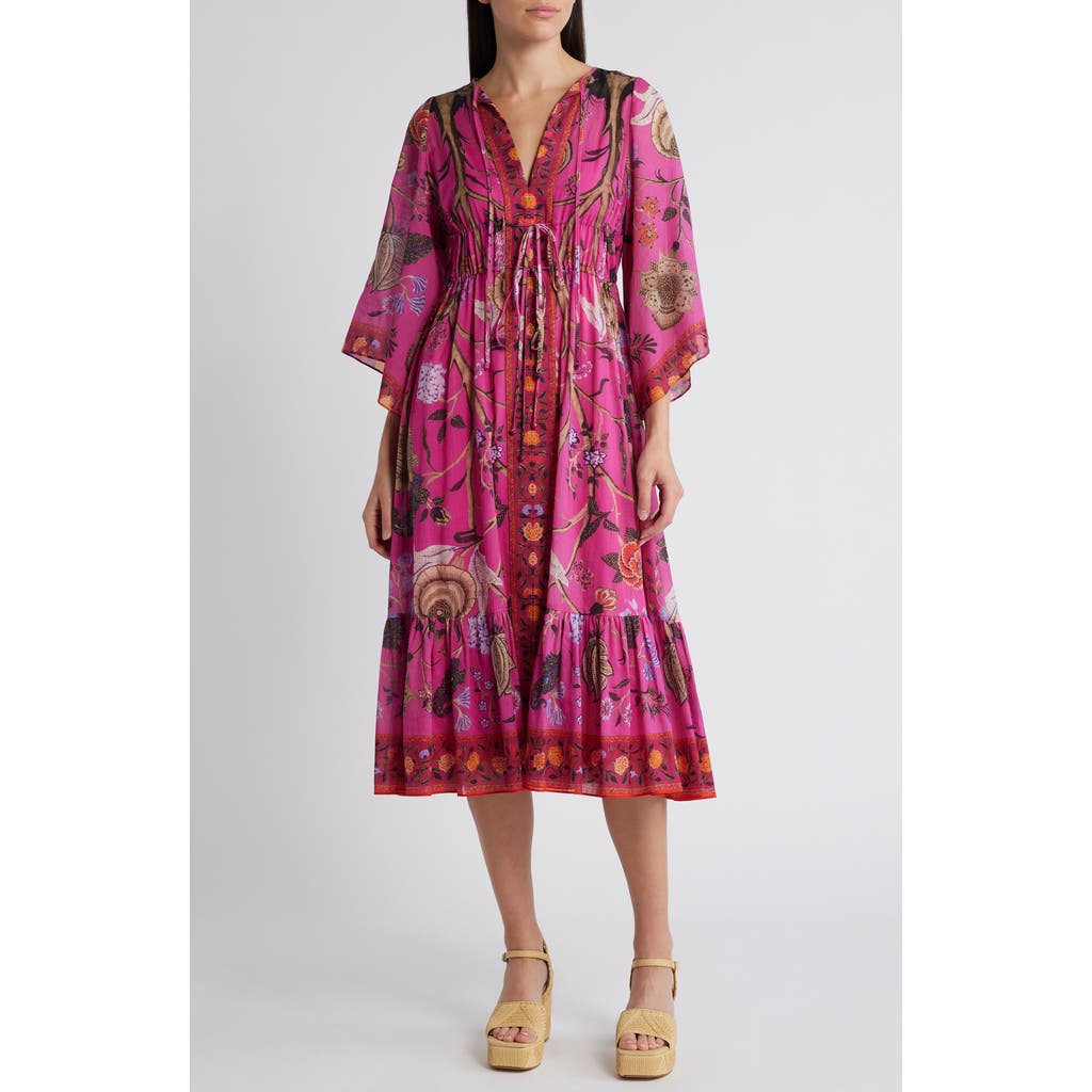 Kobi Halperin Reese Floral-print Cotton Midi Dress In Pink Multi