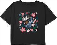 Lilo & Stitch Girl's Lilo & Stitch Floral Poster  Graphic T-Shirt