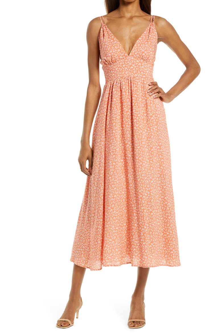 Kindred Spirit Floral Ditsy Sundress, Main, color, NECTAR