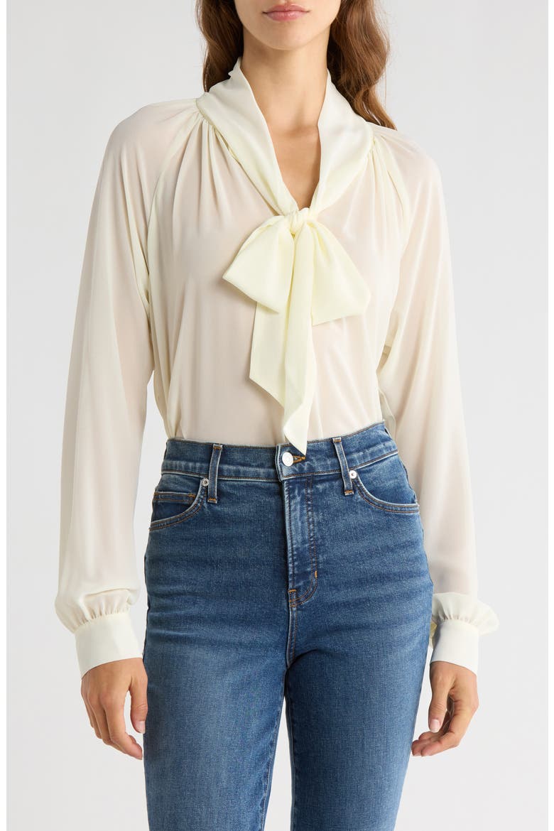 x Sara Walker Bow Georgette Blouse, Main, color, CREAM