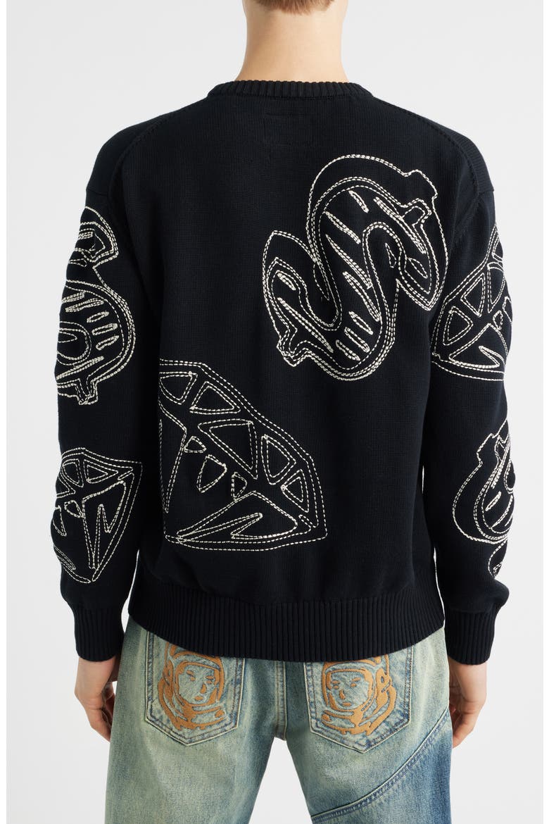 Diamond Dollar Crewneck Sweater, Alternate, color, BLACK