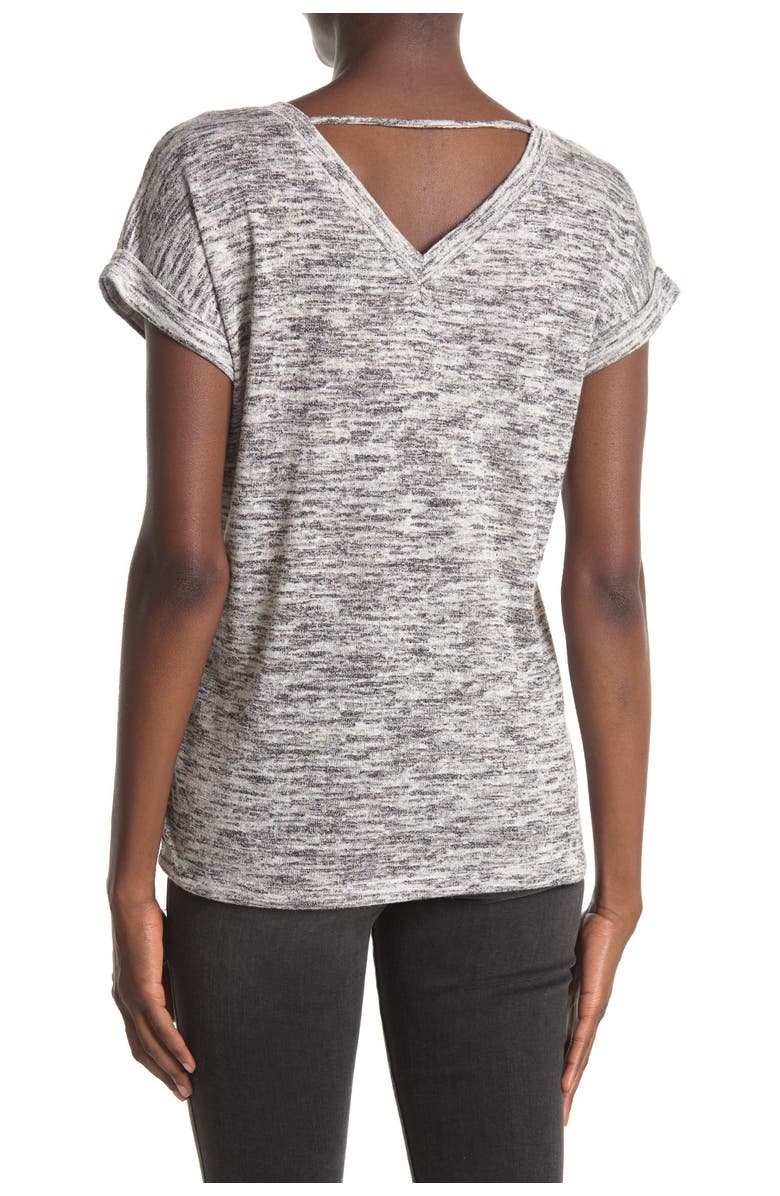 Bobeau Short Sleeve Double V-Neck Caty Top, Alternate, color, 