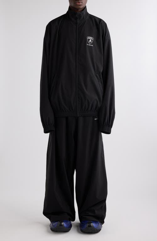 Balenciaga X Automobili Lamborghini Logo Embroidered Track Jacket In Black