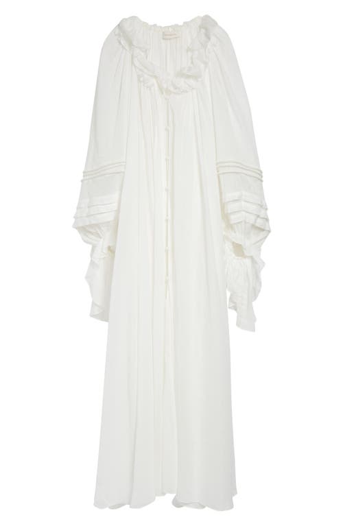 Zimmermann Rebellion Long Sleeve Corded Billow Ramie Maxi Dress In White