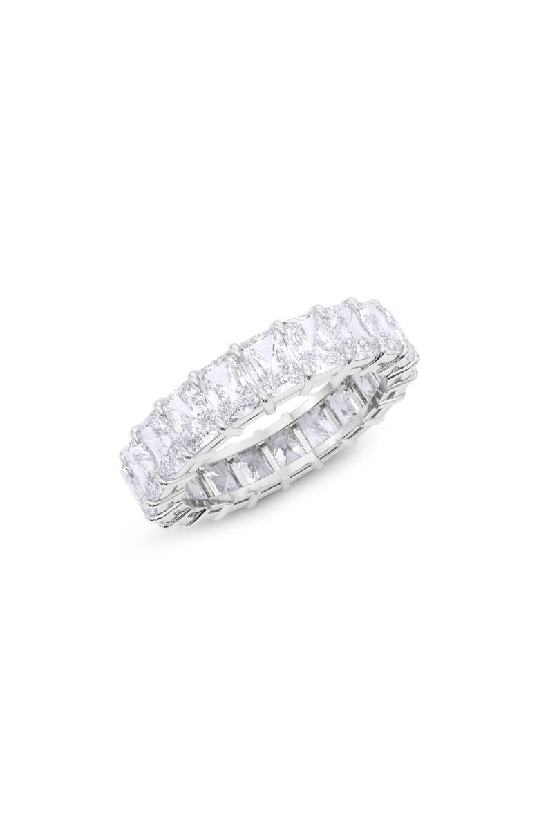 HauteCarat Radiant Cut Lab Created Diamond Eternity Ring, Main, color, 18K White Gold
